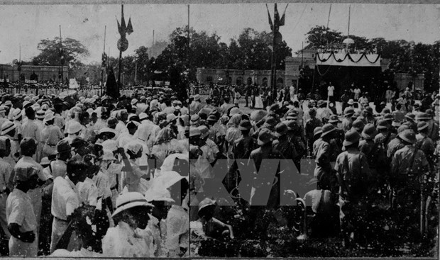 (Ngày 02/9/1945 tại Quảng trường Ba Đình, Hà Nội. Ảnh TTXVN).